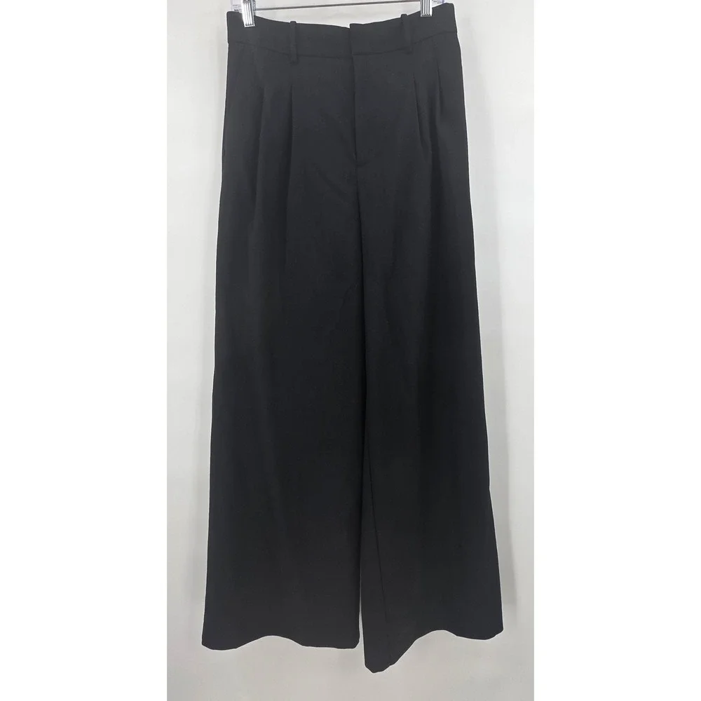 MADEWELL THE HARLOW SUPERWIDE LEG TROUSER PANTS WOMENS SIZE 4 TALL BLACK PLEATED - Picture 4 of 16